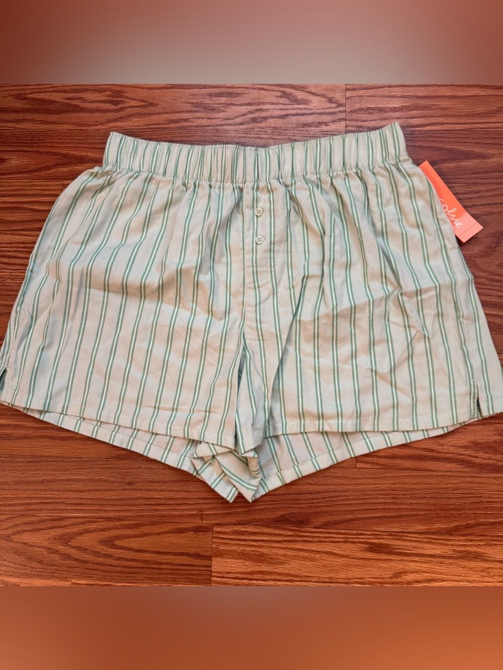 Colsie Women’s Green Striped Loungewear Pajama Shorts Small Cotton Cozy Casual